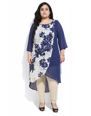 Tulip Pattern Cotton Plus Size Kurta