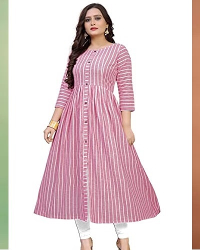 Vertical Print Cotton Kurti Pattern