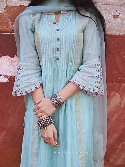 Embroidered Ruffled Kurti Design