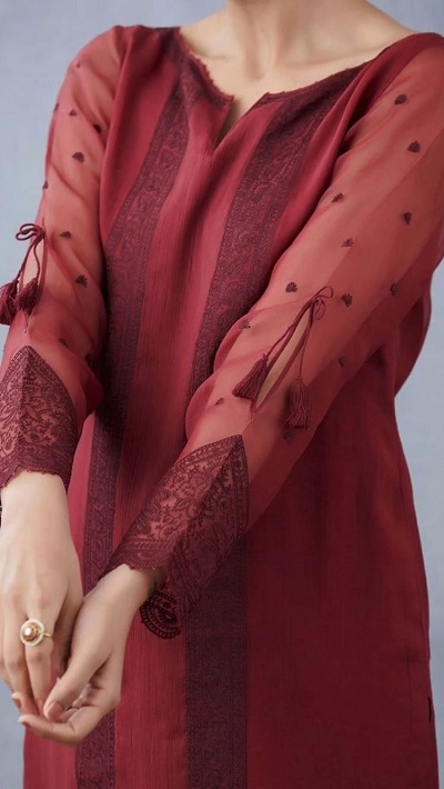 Lace Embellished Kurti Sleeves