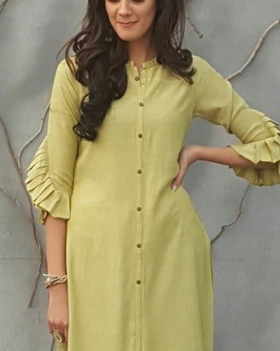 Pleat work kurti sleeves design