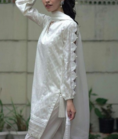 Scalloped Work Kurti Sleeves Patter