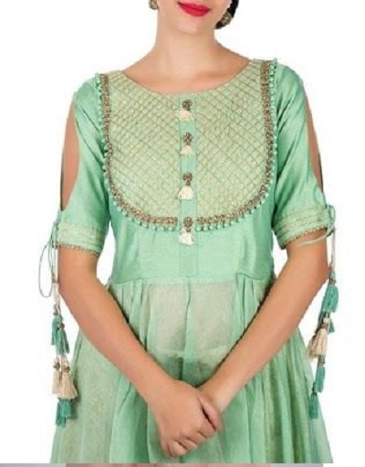 String and Tassel Kurti Sleeves Design