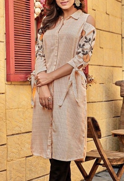 Tie Strap Kurti Sleeves Pattern