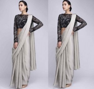 Designer Grey Lace Fabric Blouse