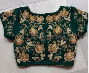 Green Velvet Party Wear Blouse