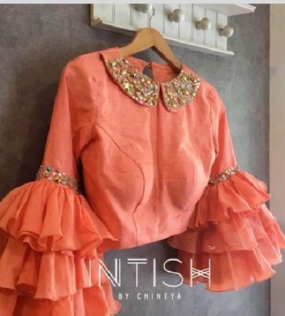 Long Layered Frilled Sleeves Blouse