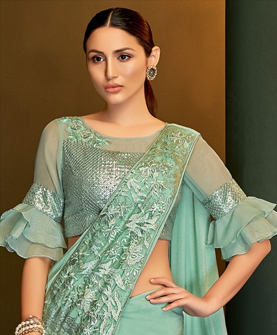 Latest 25 Saree Blouses with Frill Design To Look Enchanting - Allure ...